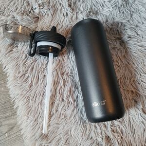 Ello Black Water Bottle with Straw